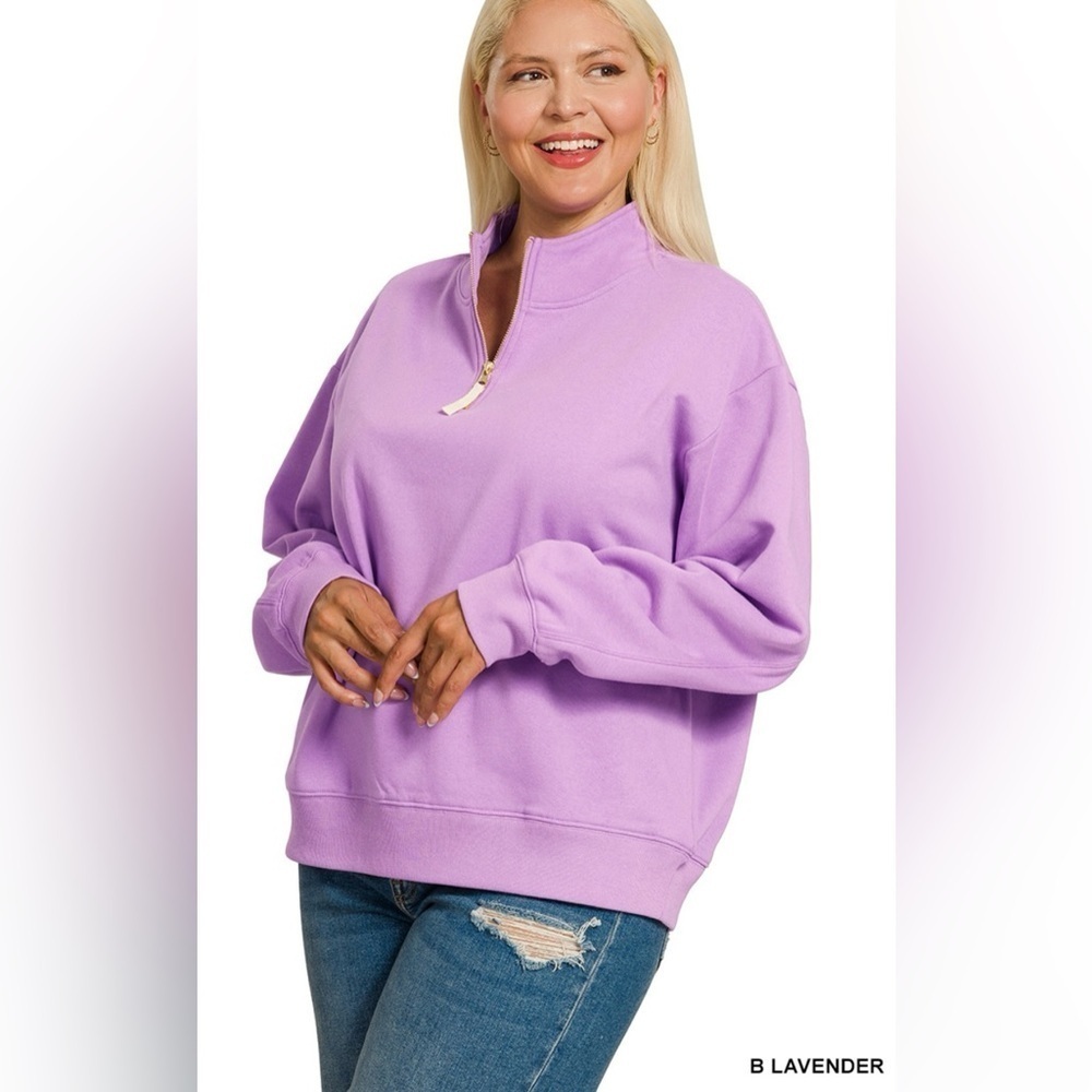 NEW!Plus Size Lavender Quarter-Zip Sweatshirt Sizes 1X 2X 3X - Picture 2 of 5